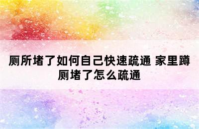 厕所堵了如何自己快速疏通 家里蹲厕堵了怎么疏通